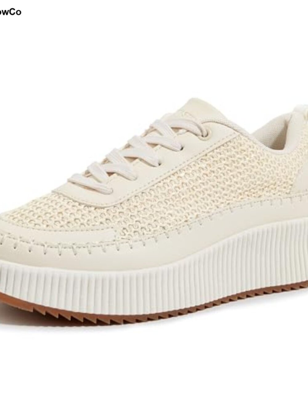 Women's Woven Platform Sneakers Chunky Lace-Up Athletic Tennis Shoes